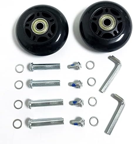 LOTOWELZON 2pcs Luggage Suitcase Replacement Wheels, 50mm Rubber Inline Roller Skate Wheels with 8mm(0.31") ABEC-7 608ZZ Bearings Repair Kits (Black, OD50xW18mm/1.97" x0.7)