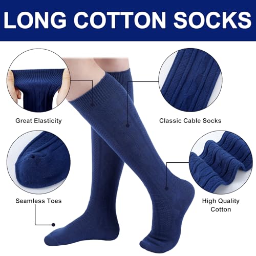 9 Pairs Girls Knee High Socks School Uniform Long Socks Cotton Cable Dress Socks Seamless Socks for Kids Toddler4
