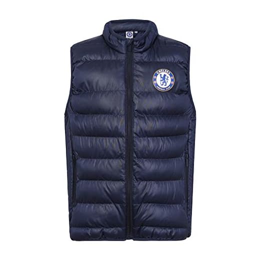 Chelsea FC - Chaleco Acolchado Oficial - para niño - Azul Marino - Cremallera - 10-11 años