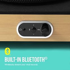 Jam Sound Stream+ Platine, Enceinte Stéréo Intégrée, Connectivité Bluetooth, 3 Vitesses, Adaptateur CA, Câble RCA vers AUX, Adaptateur de Disque et Tapis Antidérapant Inclus, Finition Bois Élégante - Les Beatles, Paul McCartney, John Lennon, RIngo Starr, George Harrison Jam Sound Stream+ Platine, Enceinte Stéréo Intégrée, Connectivité Bluetooth, 3 Vitesses, Adaptateur CA, Câble RCA vers AUX, Adaptateur de Disque et Tapis Antidérapant Inclus, Finition Bois Élégante – Image 4