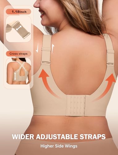 Image of LetsJoli Bras for Women Supportive Wireless Push Up Bra Full Coverage No Underwire Seamless Plus Size for Older Women