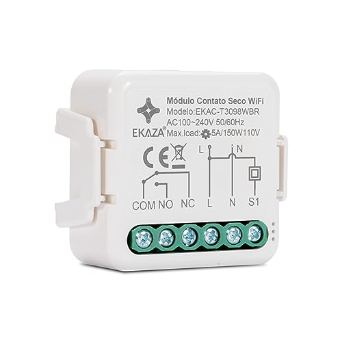 EKAZA - MINI MÓDULO CONTATO SECO(DC) WI-FI - EKAC-T3098WB Branco