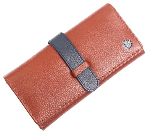 Image of WildHorn Women's Genuine Leather RFID Blocking Wallet | Tri-Fold High-Capacity Ladies Purse with Card Slots, Zipper Coin Pocket & Snap Closure | Ideal Gift for Women (Tan)