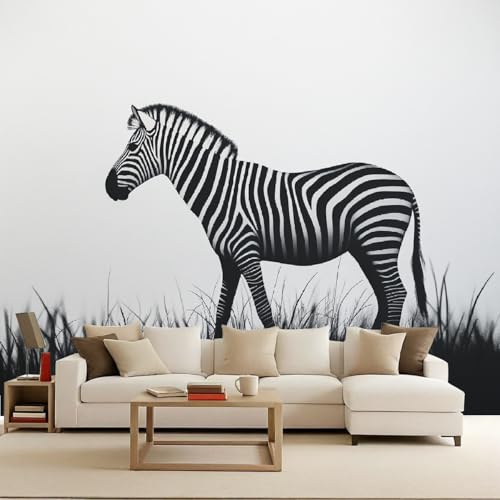 Photo Wallpaper 100x70 cm 3D Black White Animal Zebra Pattern Non-Woven Matte Waterproof Wall Paper Mural Poster TV Background Decoration for Corridor Living Room Bedroom Home Renovation