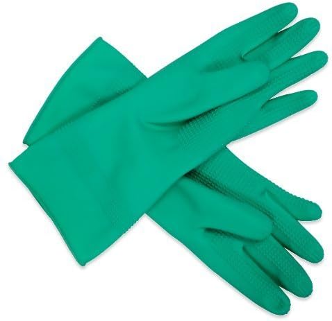 Application(donning) Rubber Gloves - ridged, XL, Green Gloves