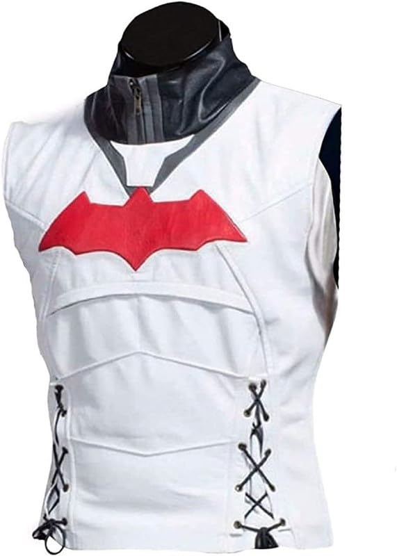 Herren Superheld Red Hood Jacke + Weste 2 in 1 Biker Jacke