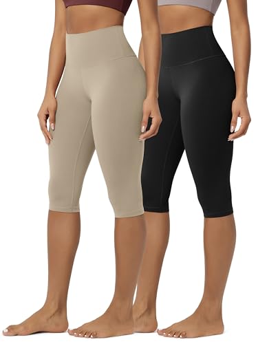 ODODOS 2-Pack Buttery Soft Lounge Yoga Capris for Women 14"
