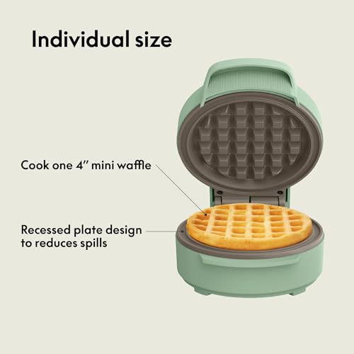 Image of bella Stack & Store Mini Waffle Maker, 4-Inch Ceramic Non-Toxic, Seaglass