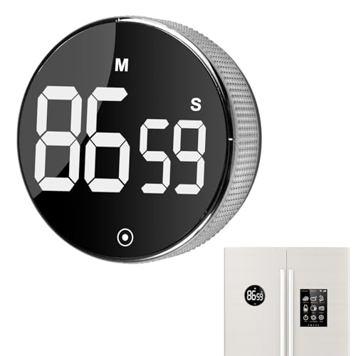 Küchentimer Magnetisch, LED-Anzeige Countdown Timer, Einstellbare Lautstärke Küchentimer Digital, Drehverstellung Eieruhr Digital Magnetisch für Küche, Backen, Kochen, Fitness, Yoga, Lernen, Sitzungen