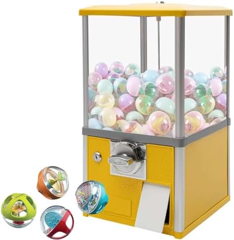 Large Gashapon Machine - Coin Operated Candy & Toy Vending Machine with 360° Rotating Base, Capsule Dispenser for Amusement Parks, Durable Alloy ABS, 26x29x53cm (Blue)