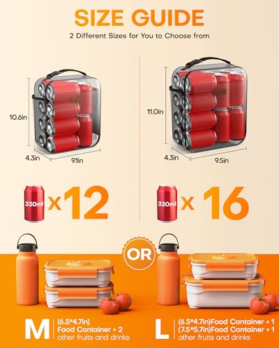 HOTOR Lunch Bag for Men & Women - Large Capacity Insulated Lunch Bag with Mutiple Pockets, Wear-Resistant Cooler Lunch Box for Office, Picnic, Black, 7L, 9.06\" x 4.33\" x 10.63\" - Thumbnail 5