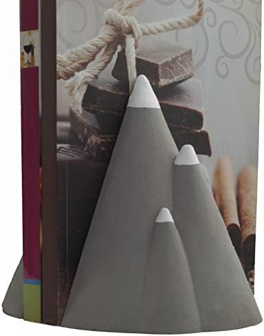 Summit & Reed Concrete Heavy Bookends Decorative Mountain Design. Great for Mountain Nursery Decor and Woodland Decor, Modern Kitchen Bookends for Cookbooks and More.