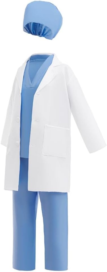 Dressy Daisy Kids Ages 4-14 Doctor Costume Play Set Nurse Dress Up Scrubs with Lab Coat & Medical Accessories for Career Day