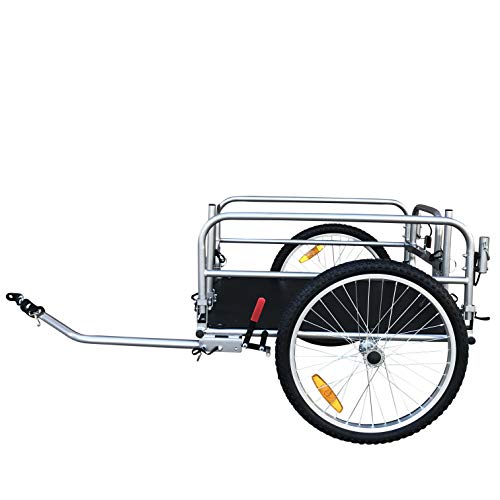 2 in 1 20" Wheels Cargo Utility Stroller and Bicycle Bike Trailer Beach Cart Silver Chrome - Thumbnail 3
