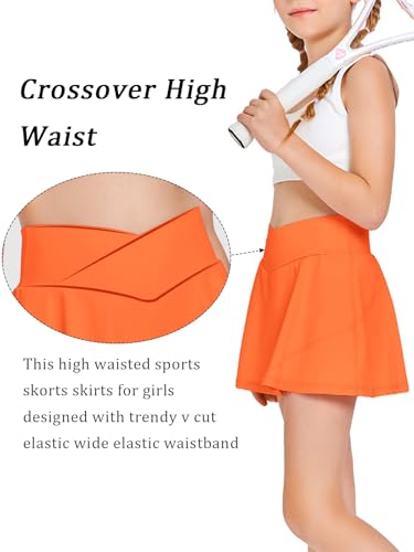 Image of Haloumoning Girls Tennis Skirt High Waisted Athletic Skorts | Pockets Shorts, Crossover,Workout Golf Running Skirts