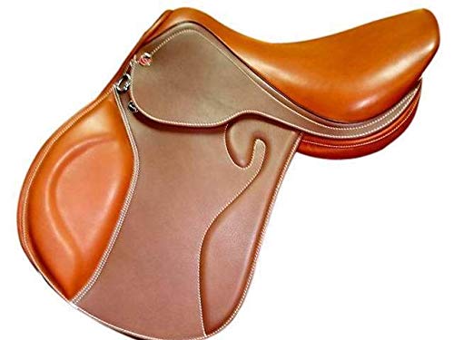 LSB-CHUNJIE3, 1pc Selleria Cavallo Sella di Cuoio Inglese Sella Sella Sella Sella Sintetica Endurance Sella Piena Vera Pelle Confortevole (Colore: Marrone, Dimensioni: 44,5 cm)