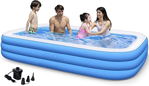 Image of Swimming Pools,10ft 3 Rings Above Ground Bastway Pool for Kids and Adults 120 inch X 72 inch X 24 inch Inflatable Pool, Backyard Water Party & Electric Air Pump
