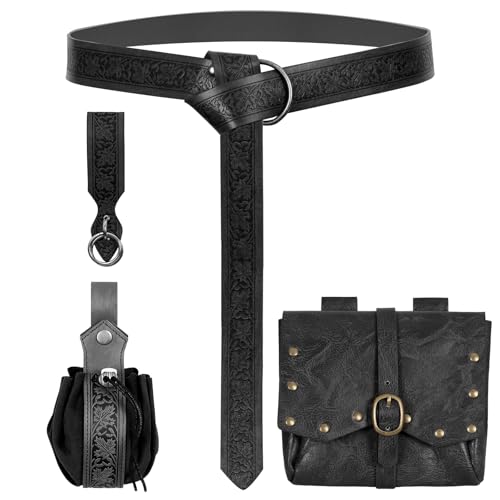 Ceinture médiévale Viking en cuir avec fioles de potion et relève-jupe Renaissance