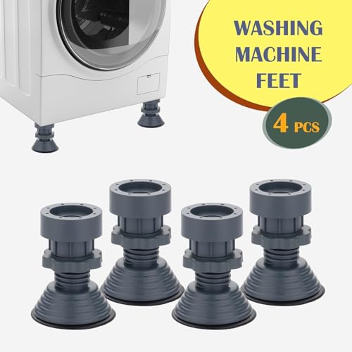 Image of Furniture Leg Risers, Heavy Duty Gray Plastic Adjustable Bed Lifts, Set of 4 Stackable Elevators for Tables and Chairs Whit Anti Vibration Pads for Washing Machine Stand Foot (4, Round 2)