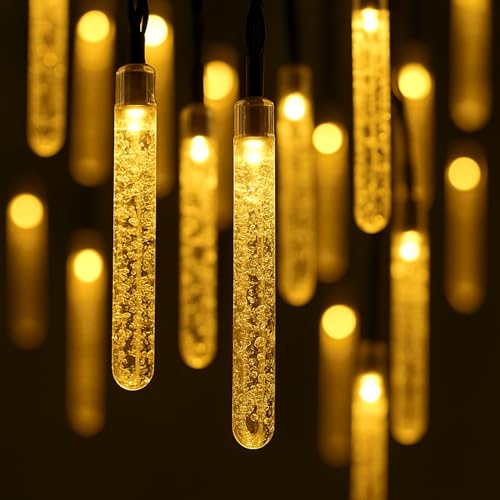 Image of MPROW Water Drop LED String Lights, 14 Warm White Fairy Lights, Plug-in Decorative Lights for Indoor Outdoor (Crystal Stick Warm White, 3m, 14)