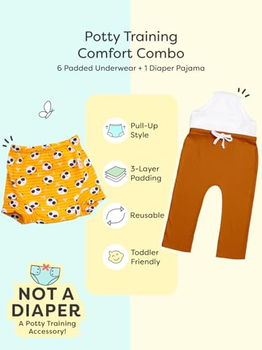 Image of superbottoms Padded Underwear for Babies & Toddlers, 3 Layers of Premium Cotton & DryFeel Layer, Ideal for Diaper-Free Time & Mess-Free Potty Training Pants, Pack of 6