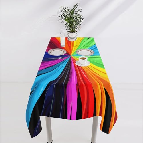 Nappe de table rectangulaire arc-en-ciel lavable : finies les taches