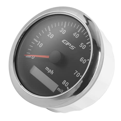 Velocímetro GPS de 85 Mm, Odógrafo de 80 MPH/H con Diseño Universal de Acero Inoxidable para Automóviles, Motores, Barcos, IP67 a Prueba de Agua y Polvo (BLACK)