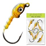 Charlie's Worms Fishing Lures Jig Heads with Holographic Eye, Double Eye Ball & Bass Trout 6pk Premium Hooks for Saltwater Freshwater (Bunker - 1/4oz.)