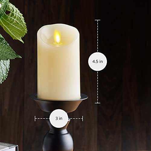 Image of Luminara - Flameless LED Battery Operated Flickering Pillar Candles - Ivory - Pack of 4-3x4.5 - Realistic Moving Flame Real Wax Indoor /Outdoor Decor