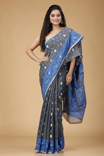 Image of OISHANI SAREE GHOR Women's Traditional Bengal Cotton Silk Soft Jamdani Saree - Beautiful design and Quality - Without Blouse Piece