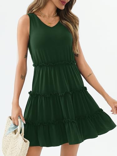 Image of PerZeal Women's 2026 Summer Dress Casual Sleeveless Boho Beach Vacation Outfits Mini Sundress