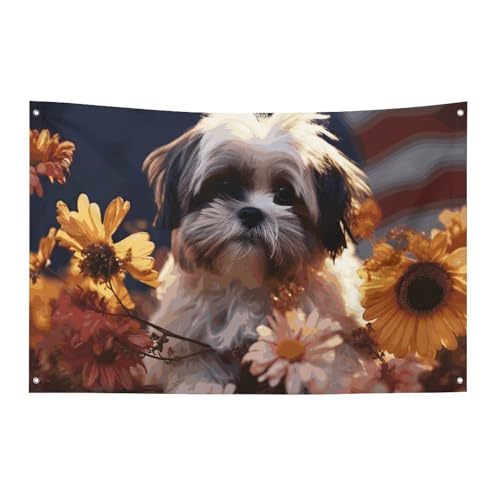 Drapeaux de cour double face Shih Tzu pour une décoration de festival colorée
