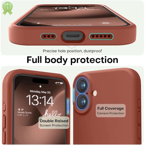 Image of LOVE 3000 Designed for iPhone 16 Case, Premium Silicone with [Soft Anti-Scratch Microfiber Lining] Shockproof Protective Phone Case for Men Women Girls 6.1 inch, Caramel