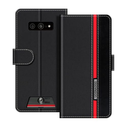 UOGNADGD Lederhülle Kompatibel mit Kyocera Torque G07 Klappbares Portemonnaie-Hülle mit Magnetverschluss Ständer & Kartenfächern stoßfestem Schutz (Schwarz)