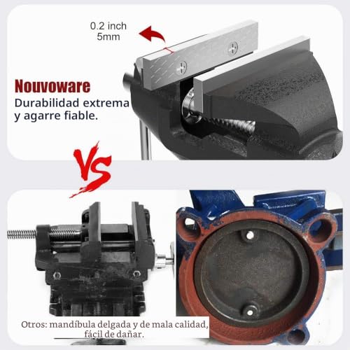 Miniatura 4 de Nuovoware Tornillo De Banco De Trabajo 70mm, 360 Base Giratoria Tornillo De Sujeción Pesada Universal De Precisión, Abrazadera De Banco Para Carpintería Metalurgia Conducto De Corte, Negro
