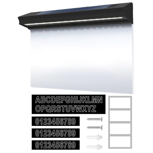 Numero civico illuminato a energia solare, impermeabile, esterna con design illuminato, lampada con funzione doppia modalità, strumento di visualizzazione indirizzi per casa e cortile, giardino