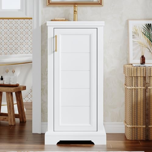 Virubi 16 Inch Bathroom Vanity with Ceramic Sink, Small Powder