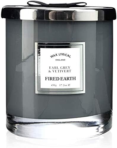 Fired Earth Large Candle Glass, Earl Grey and Vetivert