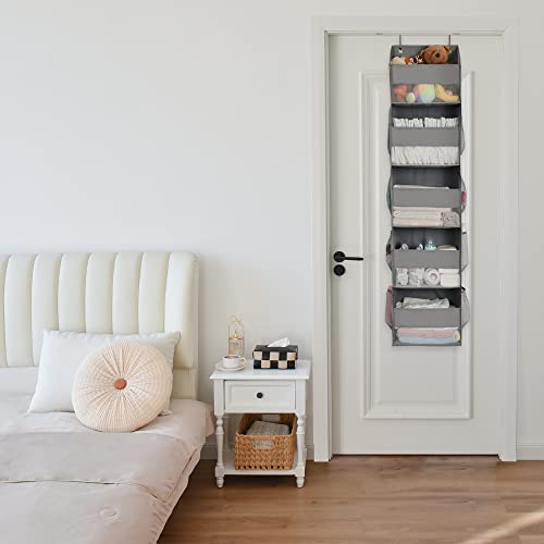 Granny Says 5-Shelf Fabric Over Door Hanging Organizer, Back Door Storage Organizer, Behind Of Door Storage Organizer, Closet Hanging Storage For Bedroom Living Room, Dark Gray #TOP6