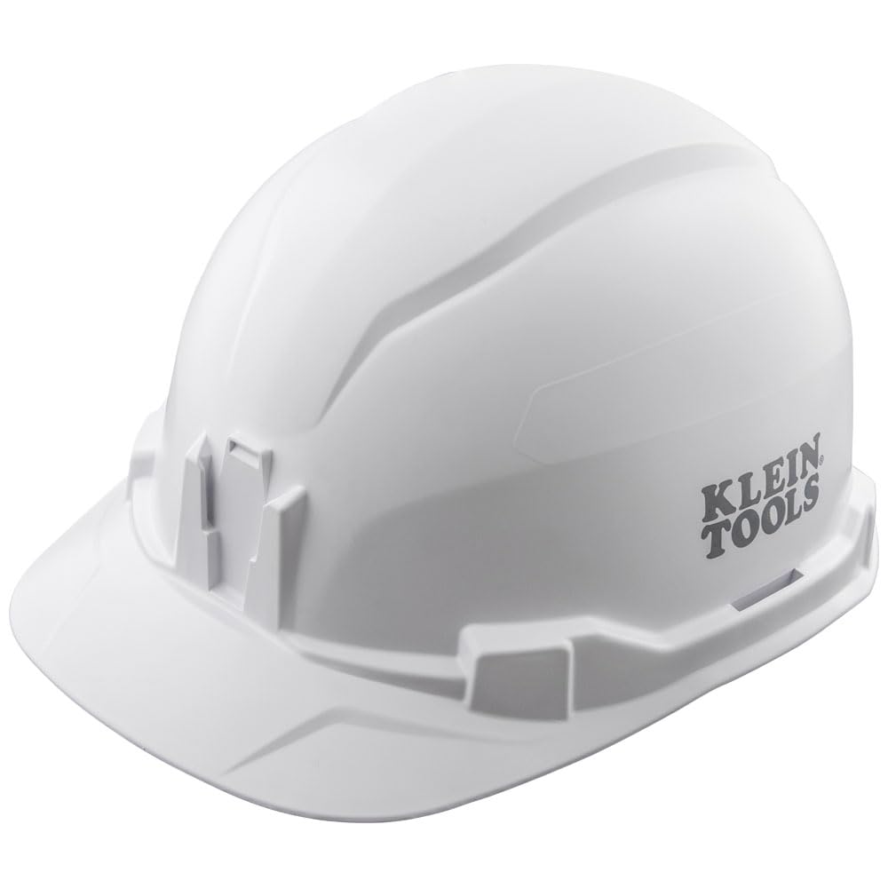 Klein Tools 60100 Hard Hat, Non-Vented Cap Style, Padded, Self-Wicking Odor-Resistant Sweatband, Tested up to 20kV, White