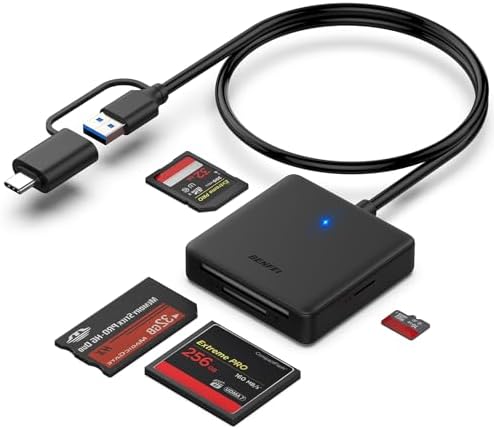Memory Card Reader, BENFEI 4in1 USB USB-C to SD Micro SD MS CF Card Reader Adapter