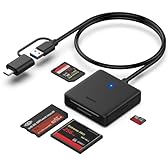 Lettore di schede di memoria, BENFEI 4 in 1 USB 3.0 e USB-C a SD Micro SD MS CF Card Reader Adapter, 4 schede contemporaneamente lettura e scrittura, compatibile con iPhone serie 15, MacBook Pro/Air