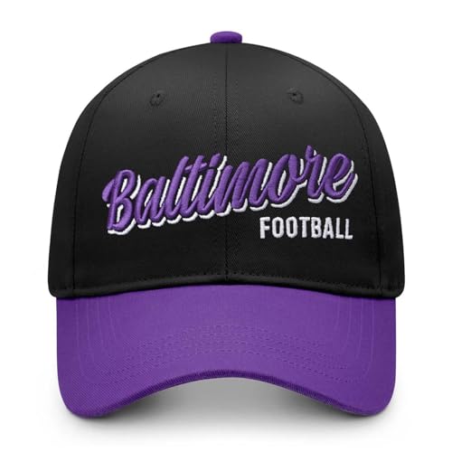 Football Team Cotton Baseball Cap Embroidered Sports Fan Baseball Caps for Men Women Football Hat Gifts Merch Gear Suff Purple