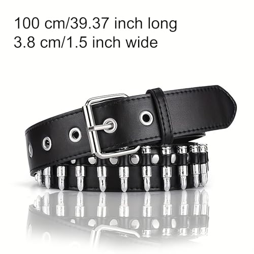 Black Bullet Rivet Belt Studded Gothic Belt Stud Waist Belt Punk Metal Belt Scene Style Belts Leather Grommet Belts For Halloween Cosplay2