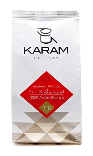 KARAM COFFEE قهوة 100% Arabica Espresso Medium Whole Beans 250gms