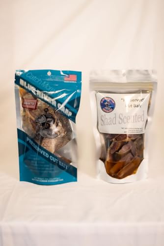 Blue River Carp Shad Scented - Preserved Cut Bait for Fishing in 7oz Package, Pieces are Approx 1