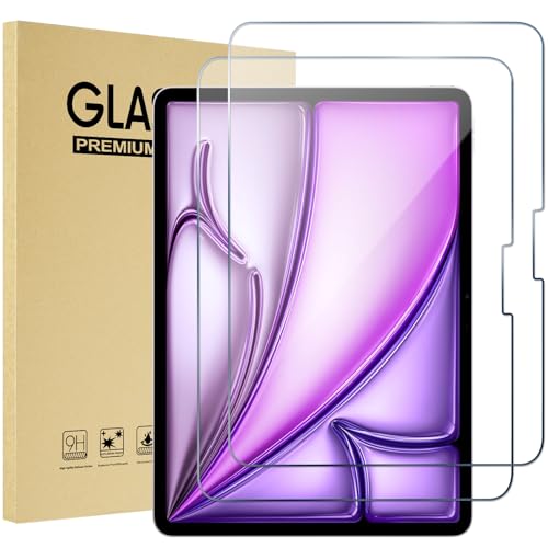 ProCase 2 Stück Schutzfolie für iPad Air 13 Zoll (2025 M3/2024 M2)/ iPad Pro 13 Zoll 2025 2024 (M5/M4), 9H gehärtetes Schutzglas Displayschutzfolie Screen Protector für iPad Air 13/ Pro 13