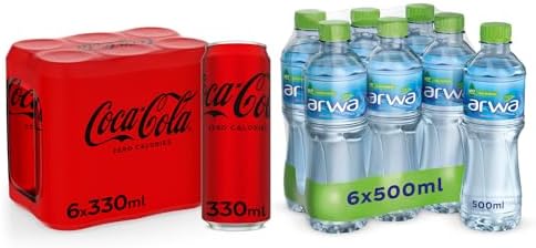 Coca-Cola Zero Soft Drink In Can, 330 Ml (Pack Of 6) + Arwa Drinking Water, 500 Ml (Pack Of 6)