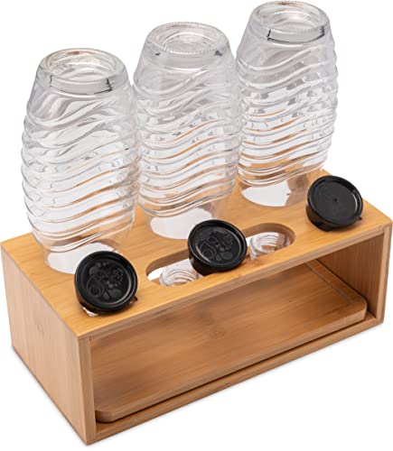 elbmöbel Compatible avec les bouteilles SodaStream, Crystal & Emil Porte-bouteilles en bambou 29,3 x 14,5 x 11 cm Cover