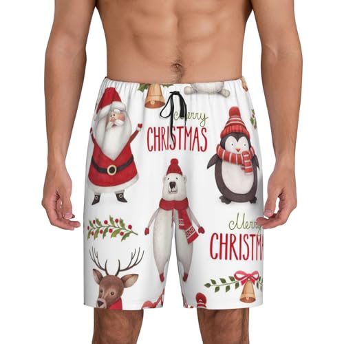 Pantalon de pyjama court imprimé Père Noël vêtement de nuit homme respirant